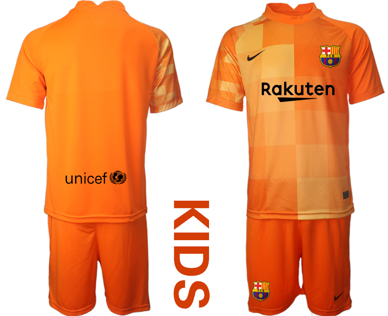Youth 2021-2022 Club Barcelona orange red goalkeeper blank Soccer Jersey